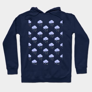 pattern with kawaii smiling clouds and hearts rain Hoodie